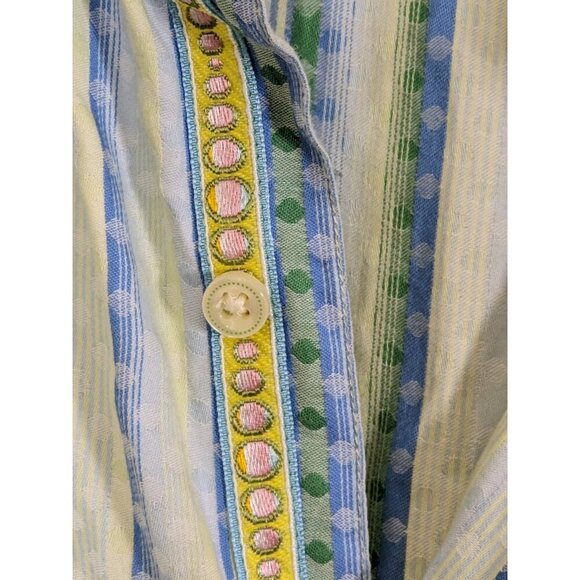 Robert Graham Button Up Shirt Mens L Light Blue Green Polka Dot Stripes Cotton - Picture 4 of 12